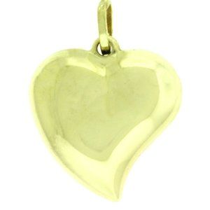 New Real 14K Gold 3D Heart Pendant Charm Necklace